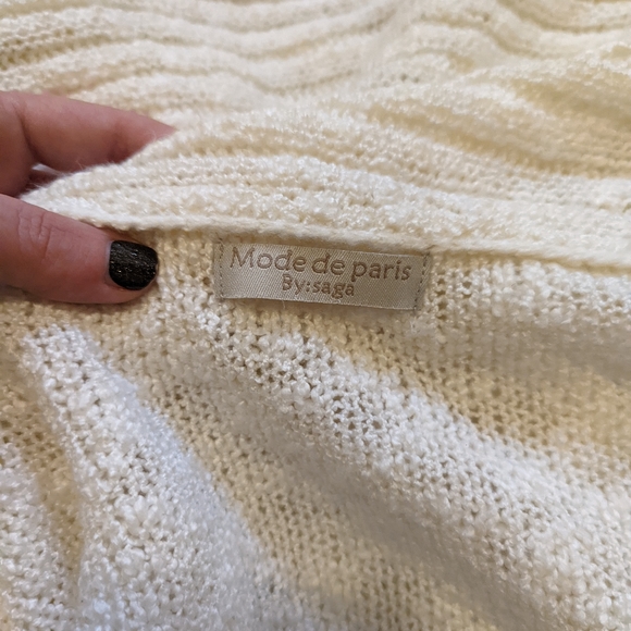 Mode de Paris by saga cream open front cardigan w/ oversized drap detail size M - Picture 6 of 8